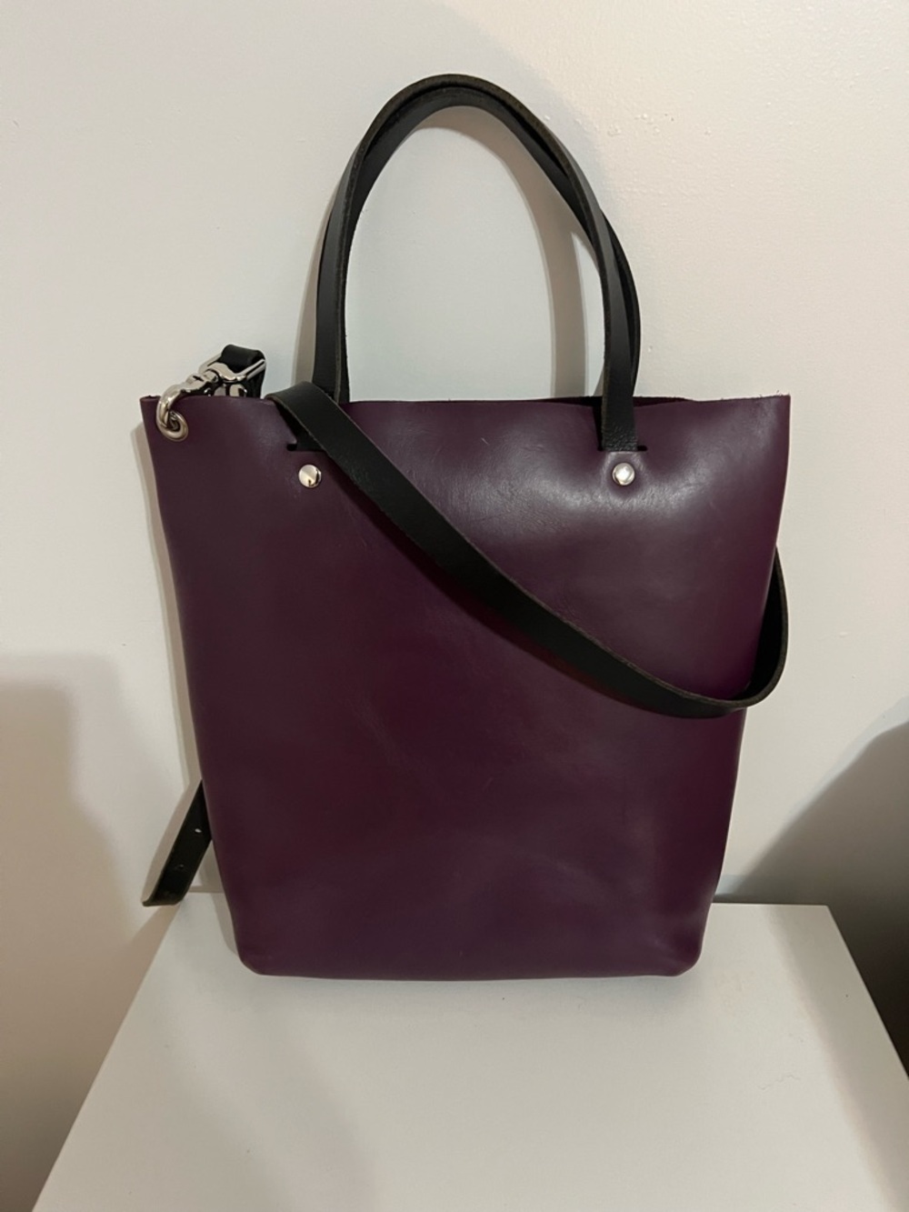 Howl Hide Purple Genuine Leather Tote Bag Purse - Picture 5 of 10
